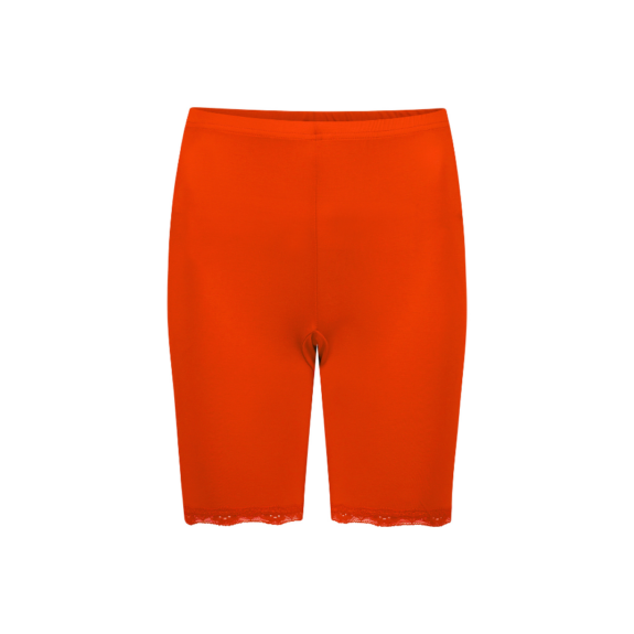 Koraalrood broekje met kantje tegen schurende benen van Upsa! Zachte, comfortabele stof, natuurlijk materiaal, met veel stretch. Draagt koel. Ook in grote maten. Gemaakt van duurzame tencel